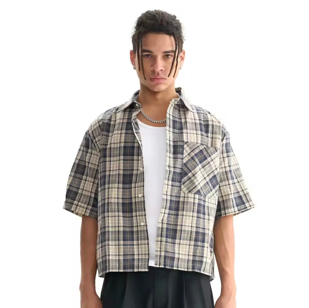 Neutral Check Oversized Shirt
